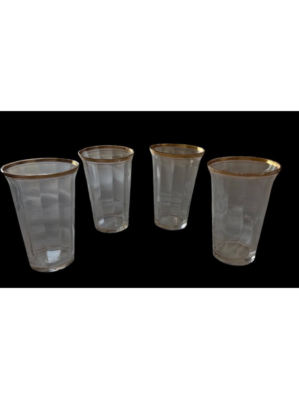 Tiffin-Franciscan Rims Of Gold Clear Juice Glasses Set Of 4 Vintage Elegant RAR